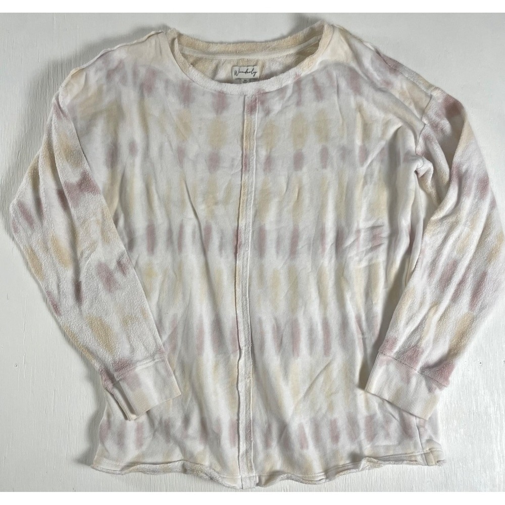 Wonderly Studio Women's Tie Dye Lavender Yellow Oversized Sweatshirt Top Size M